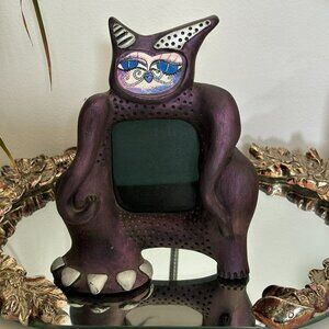 Vintage Kimberly Willcox '95 sculptured cat picture frame purple rare